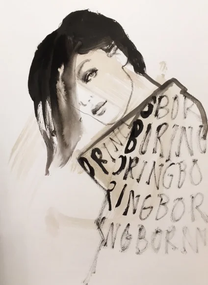 Boring- A3 size- black brown ink on paper original 155 euro