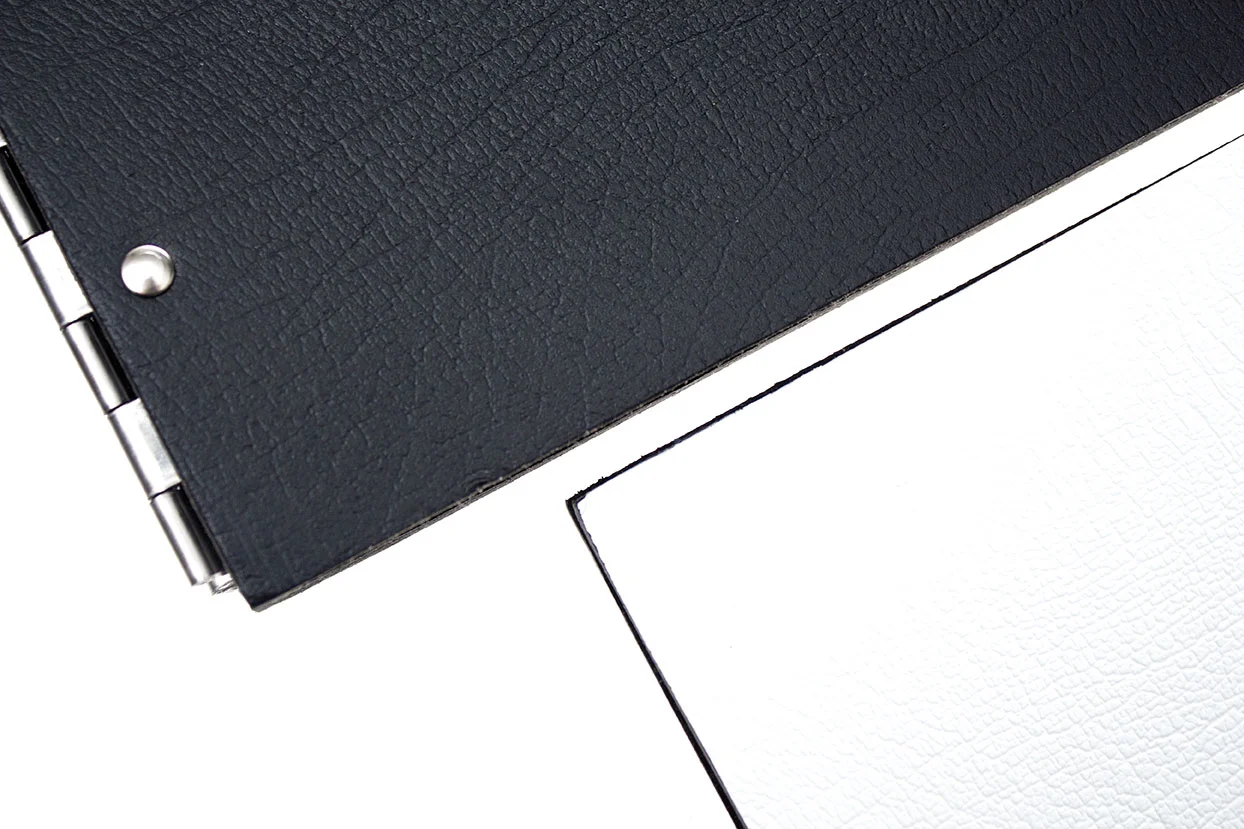 black and white leather portfolios with personalisation