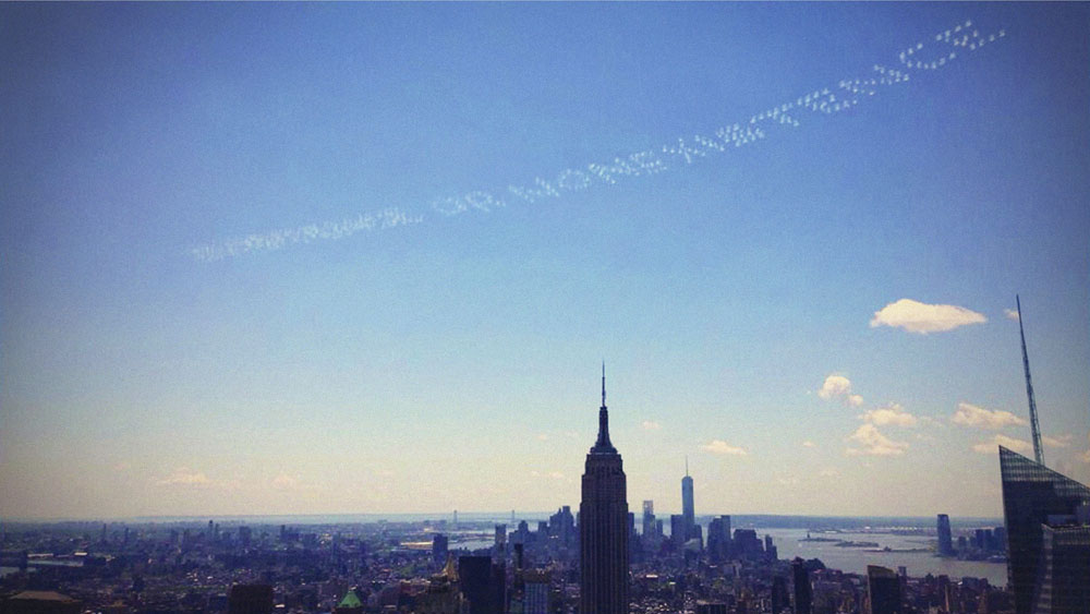 Skywriting over New York City, Memorial Day weekend, 2014