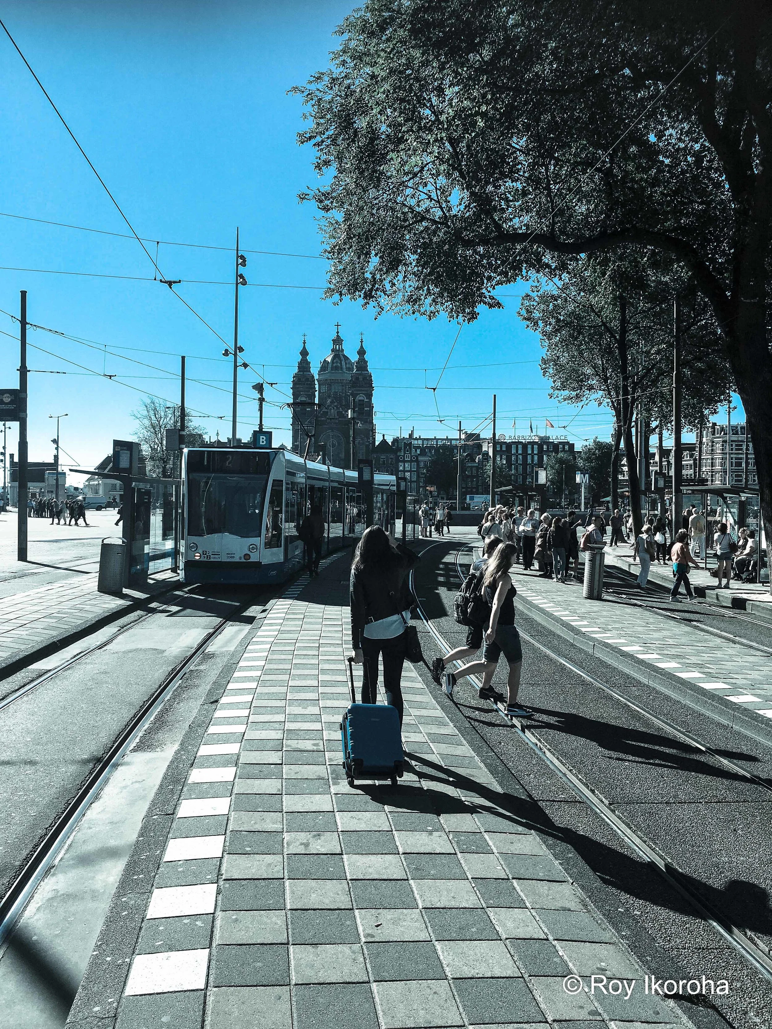 Arriving in Amsterdam's Centraal Station. Heading for the tram south. Netherlands