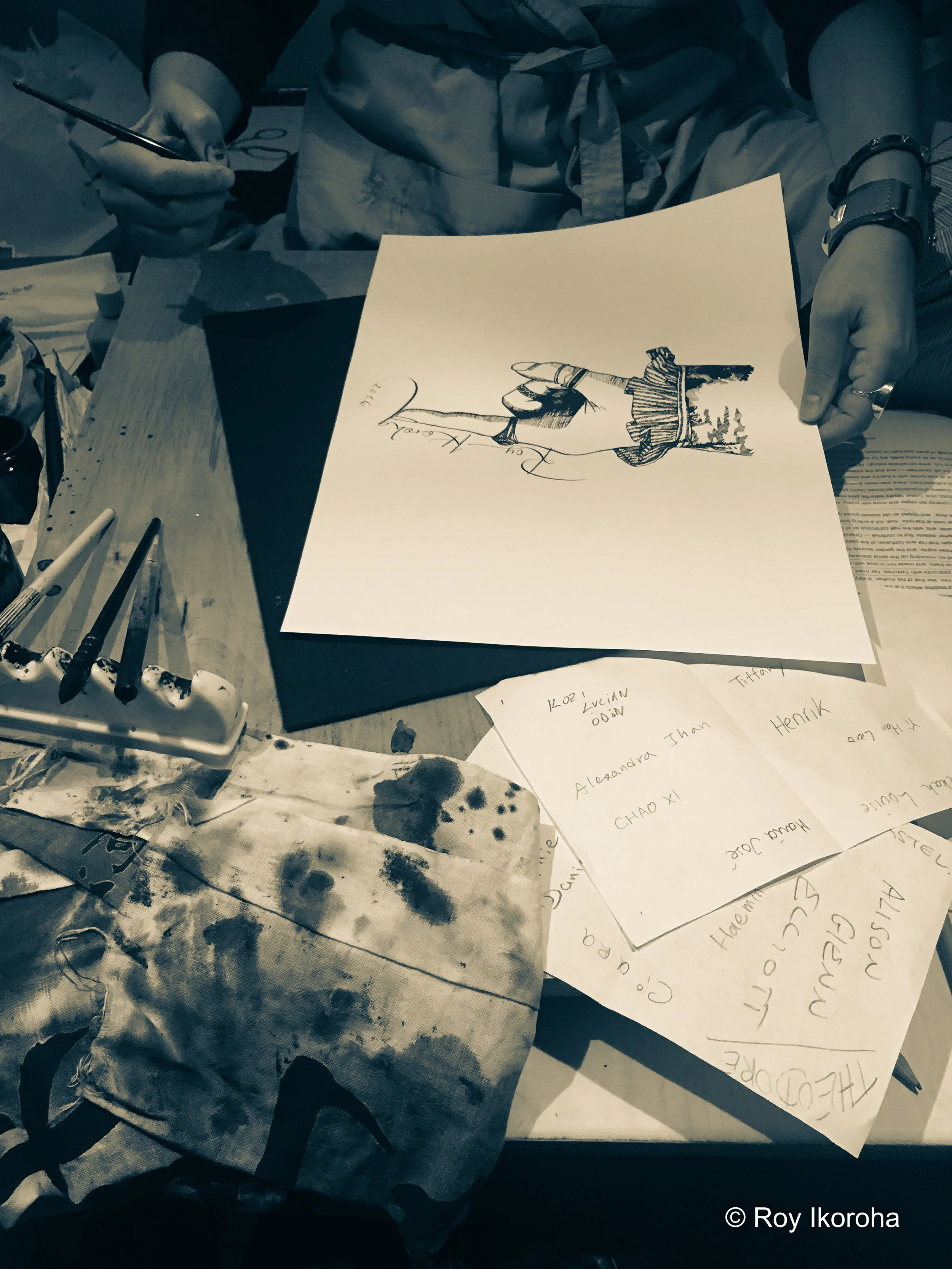 Calligrapher Rosalind Wyatt working on some artwork for me | Burberry Makers House, Manette Street, London