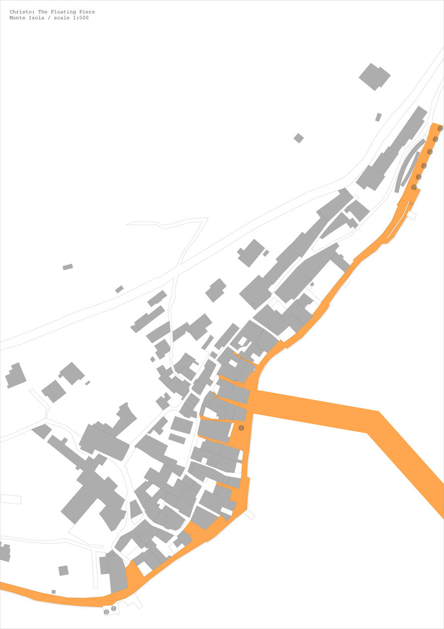 Map indicating fabric on pedestrian streets on Monte Isola