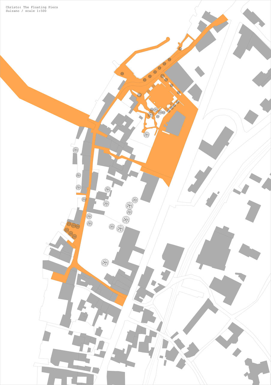 Map indicating fabric on pedestrian streets in Sulzano