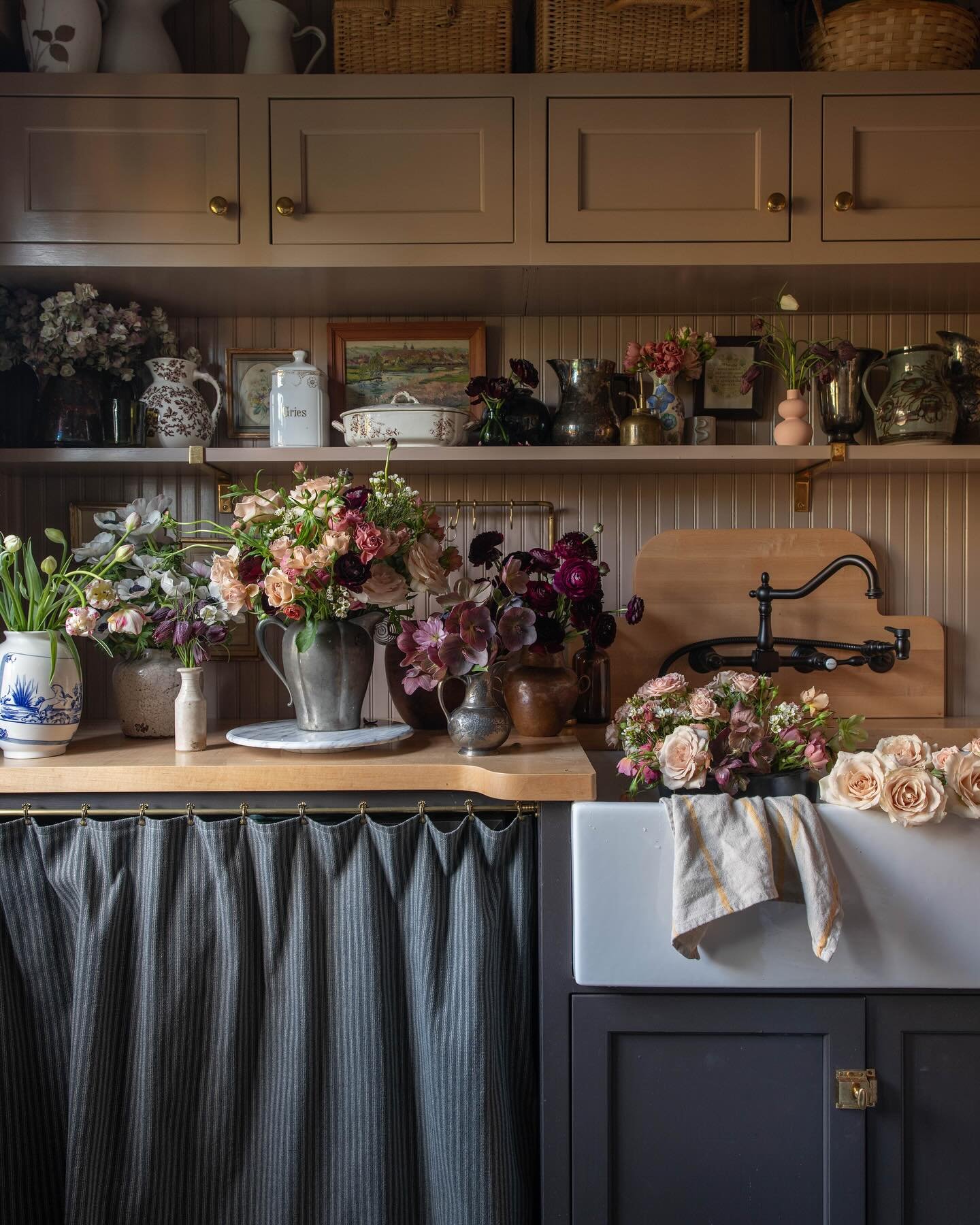 We wrapped up a photoshoot over the weekend of a really special project that I can&rsquo;t wait to share! These are some of the arrangements we made for the shoot. No better place to show them together than in our scullery, a room made for flower arr