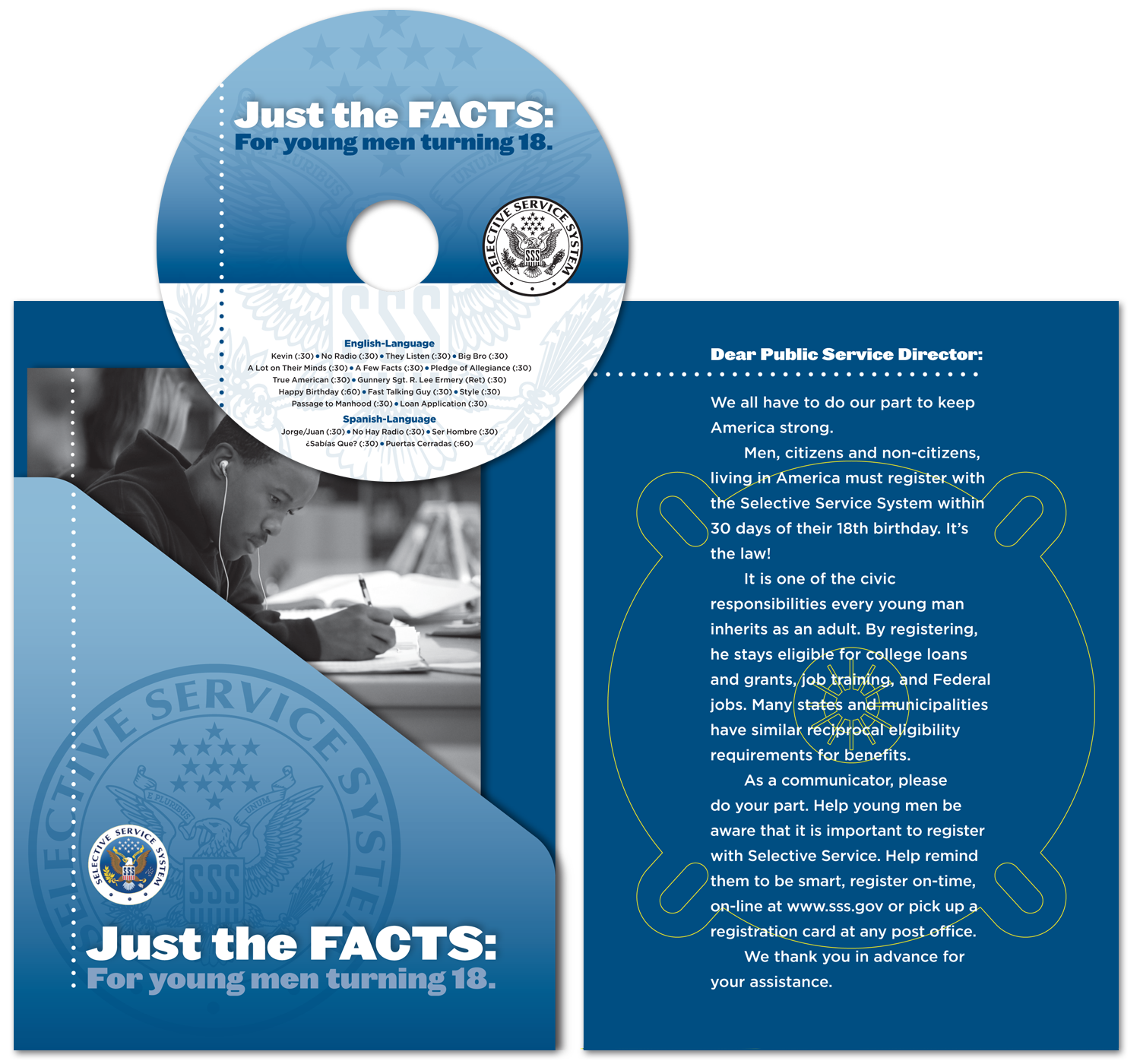 Disc face (top), DVD package inside left showing pocket and cover of scripts booklet, and inside right of DVD package.