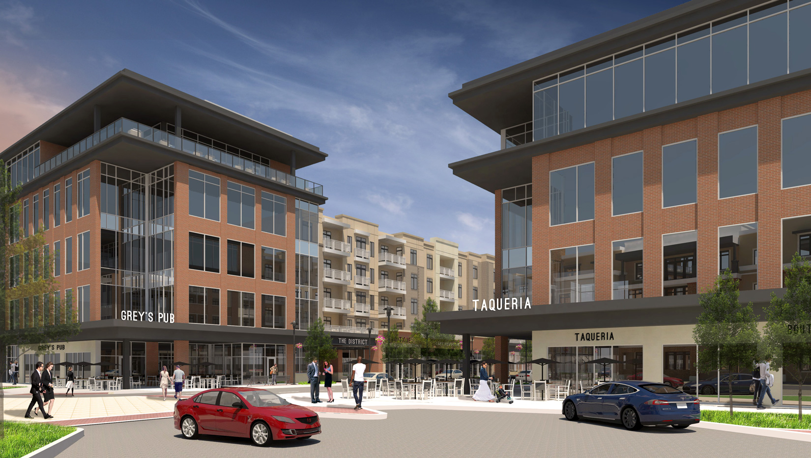 CONCEPT RENDERING : LOOKING NORTH TOWARDS THE NEW CITY CENTER DRIVE WHILE STANDING ON PENROSE