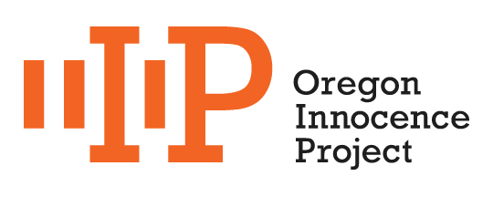 The Hidden "O" Logo: The columns and bars represent the DNA testing form grid and the “O” letter form is constructed with the negative space between the "I" and "P": the "I" and "P" also represent prison bars and the hidden "O" represents those Oregonians wrongfully incarcerated in our prisons and whose voices have been unheard until now.