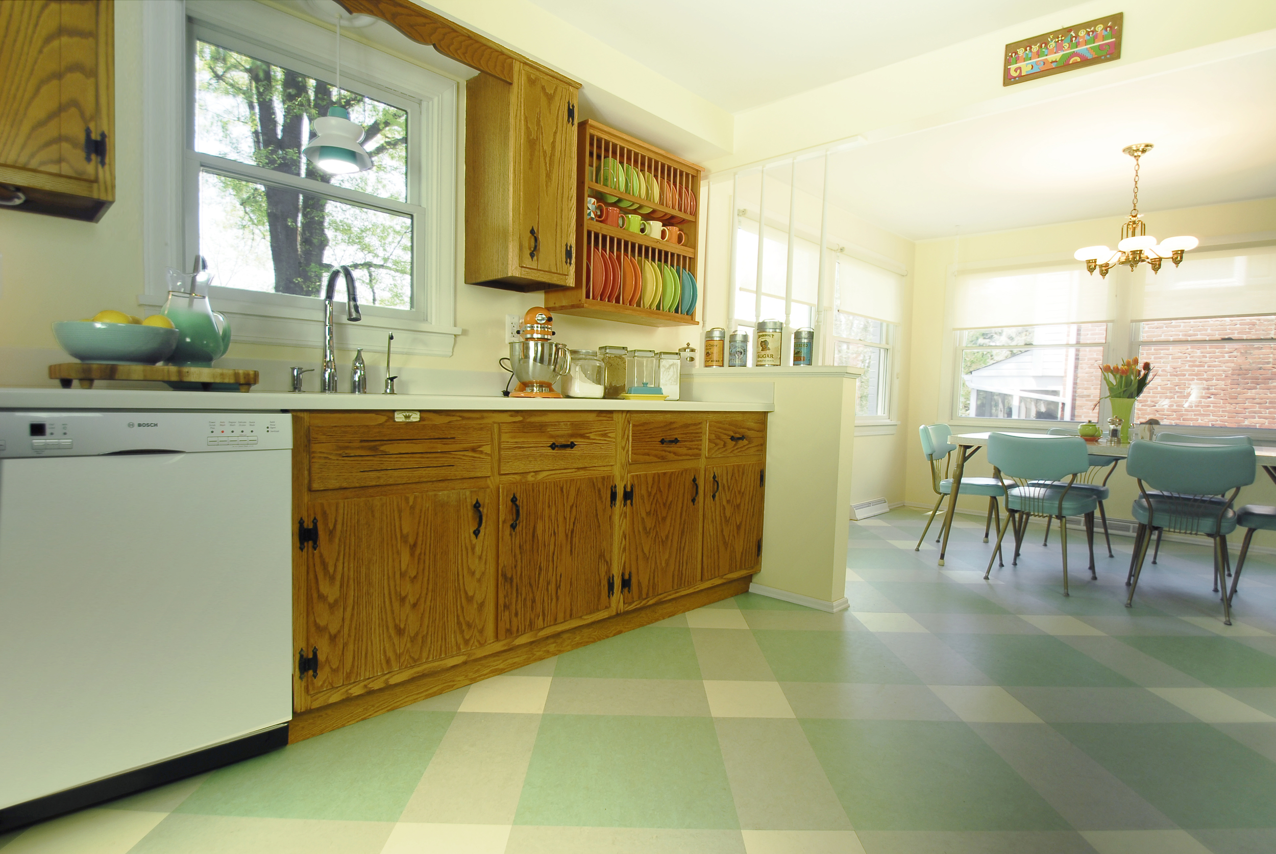 AFTER: New flooring pattern complements the retro style