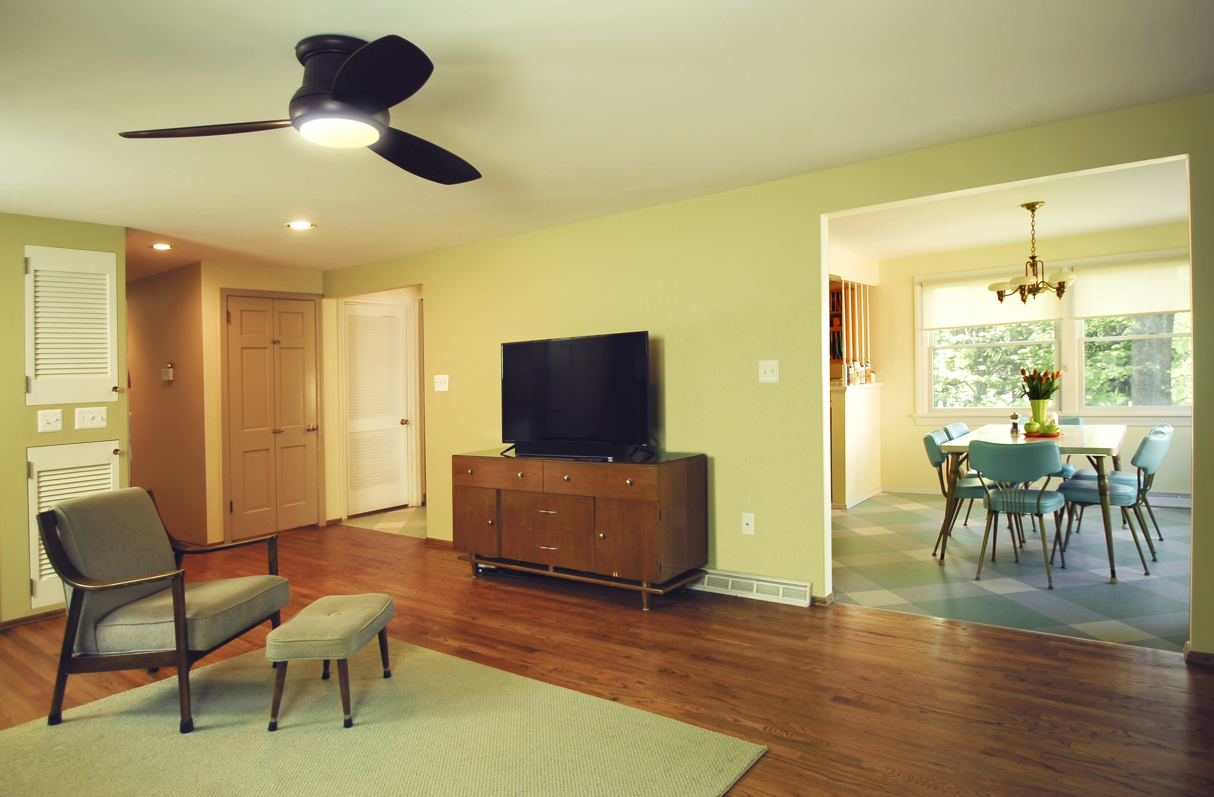 AFTER: The newly open living room with a few less walls