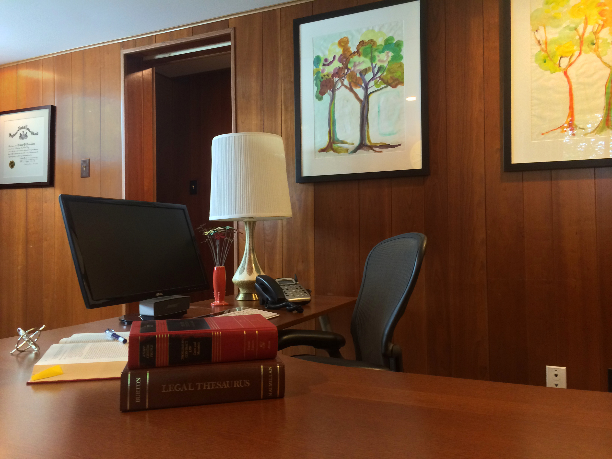AFTER: Home Office with extended wall and matching pocket door