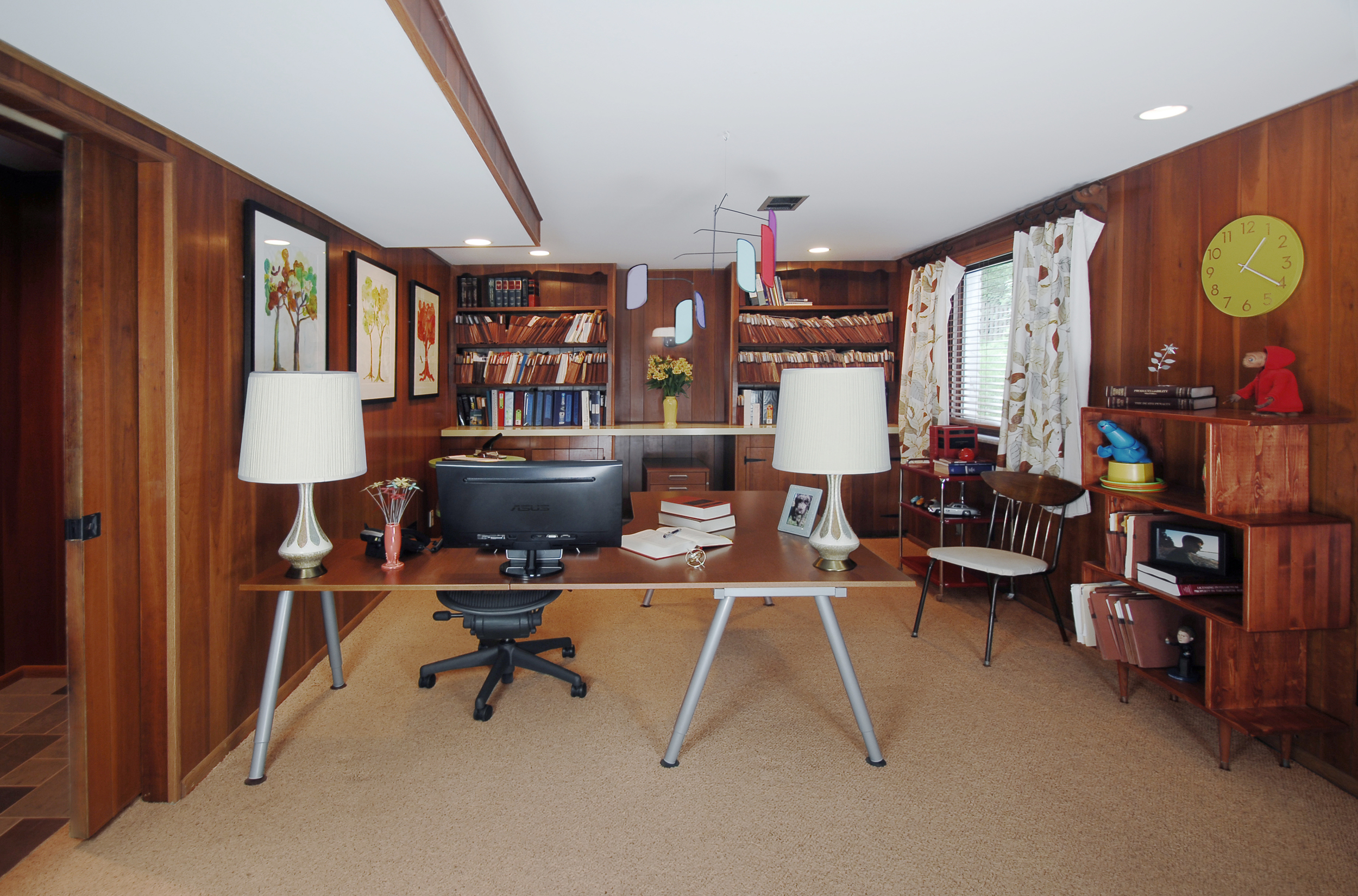 AFTER: Home Office with extended wall and matching pocket door