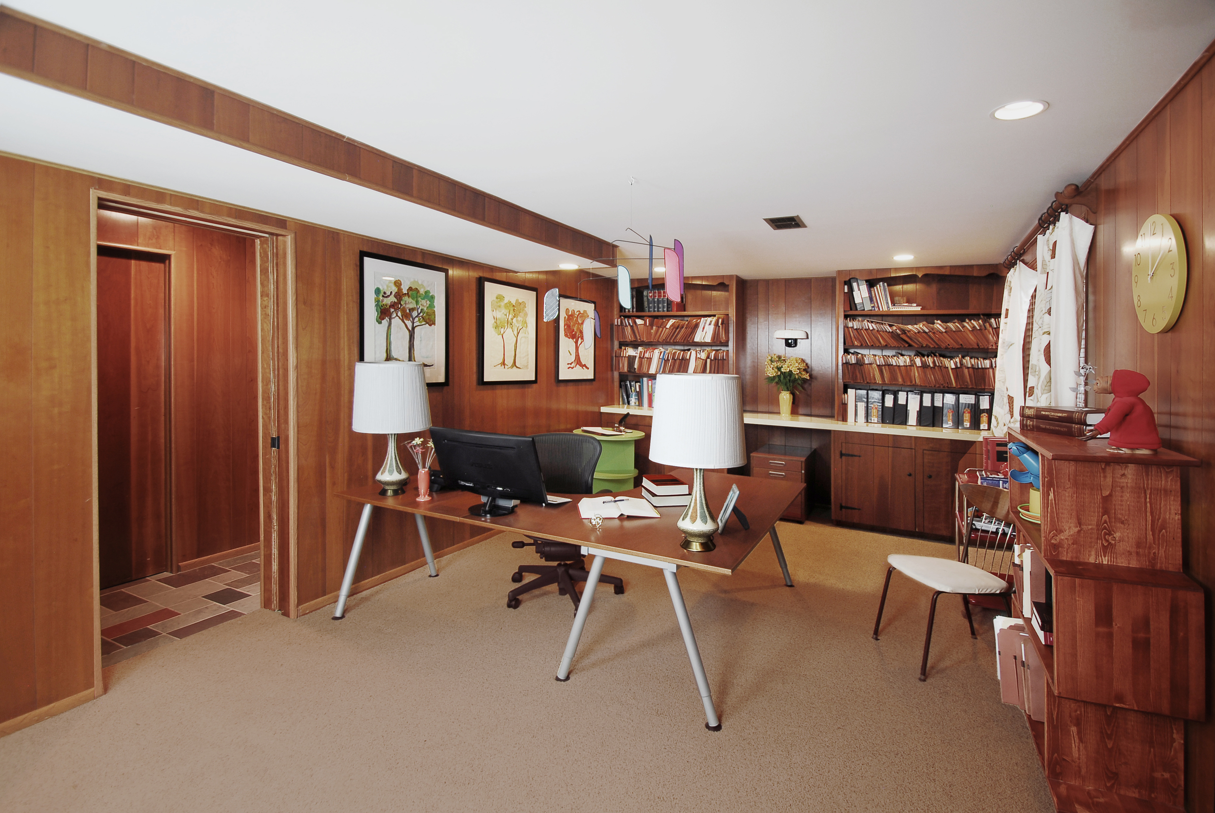 AFTER: Home Office with extended wall and matching pocket door