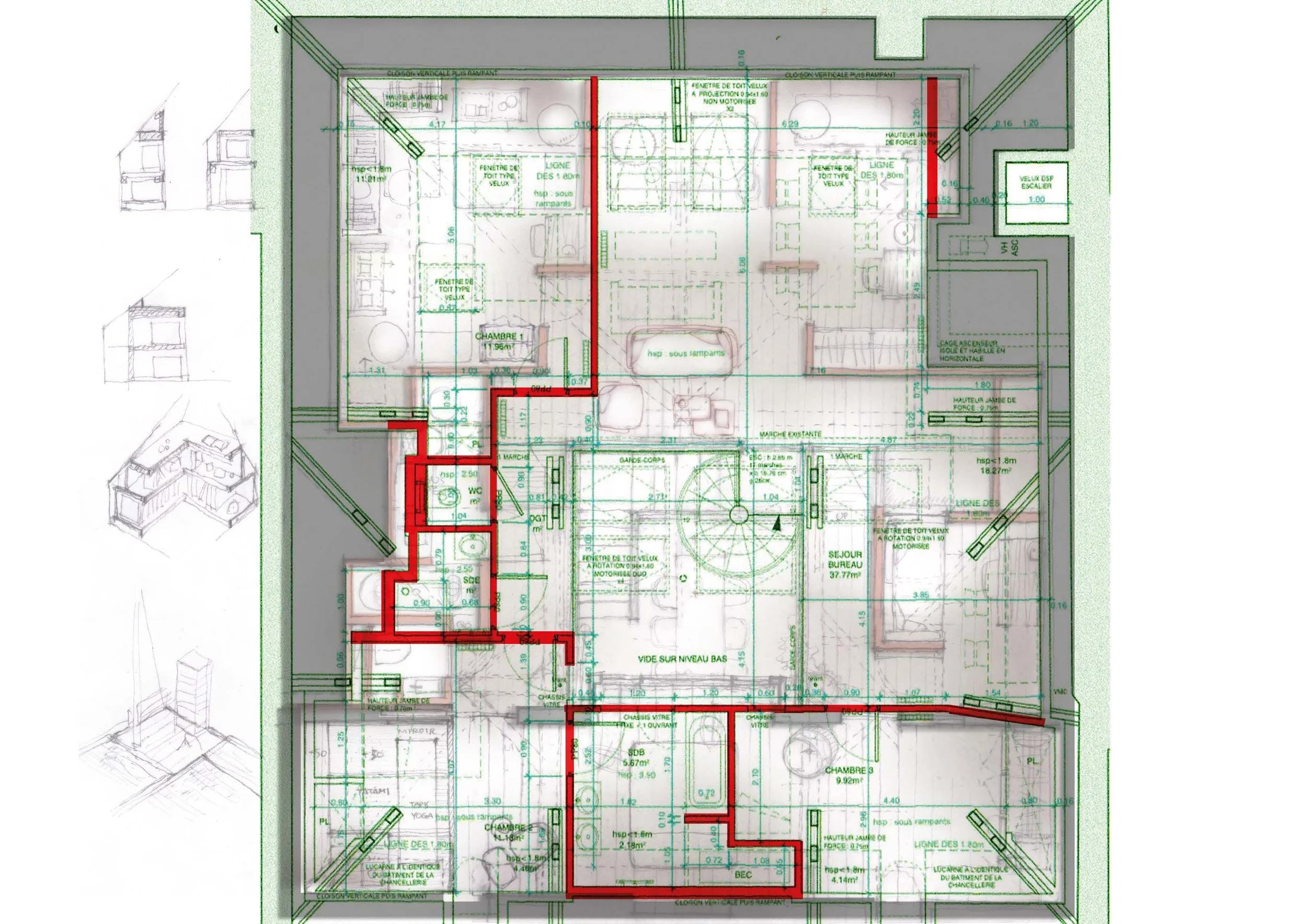 240428_Orléan_Plan R+1 Demolition_avec texte avec velux V.jpg
