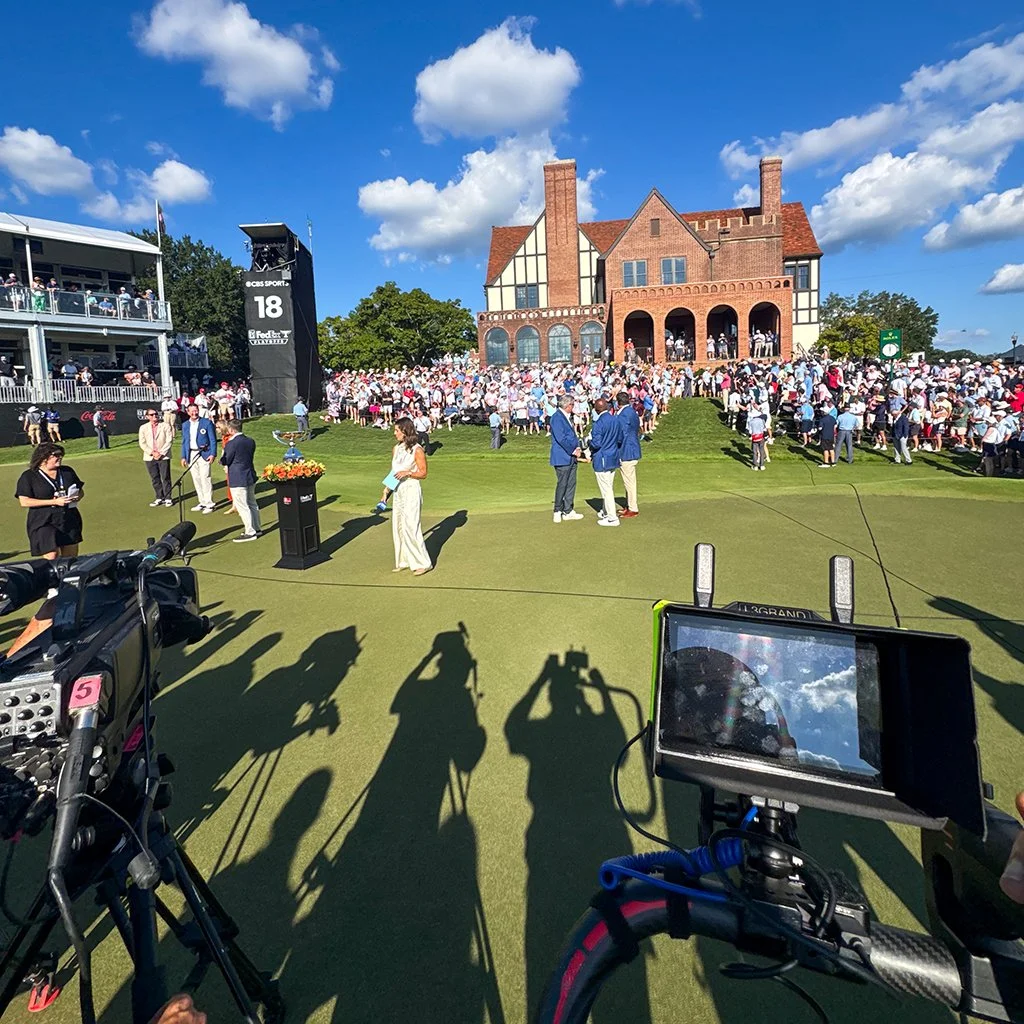 Behind-the-scenes view of the 18th green during the PGA TOUR Championship at East Lake Golf Club in Atlanta.