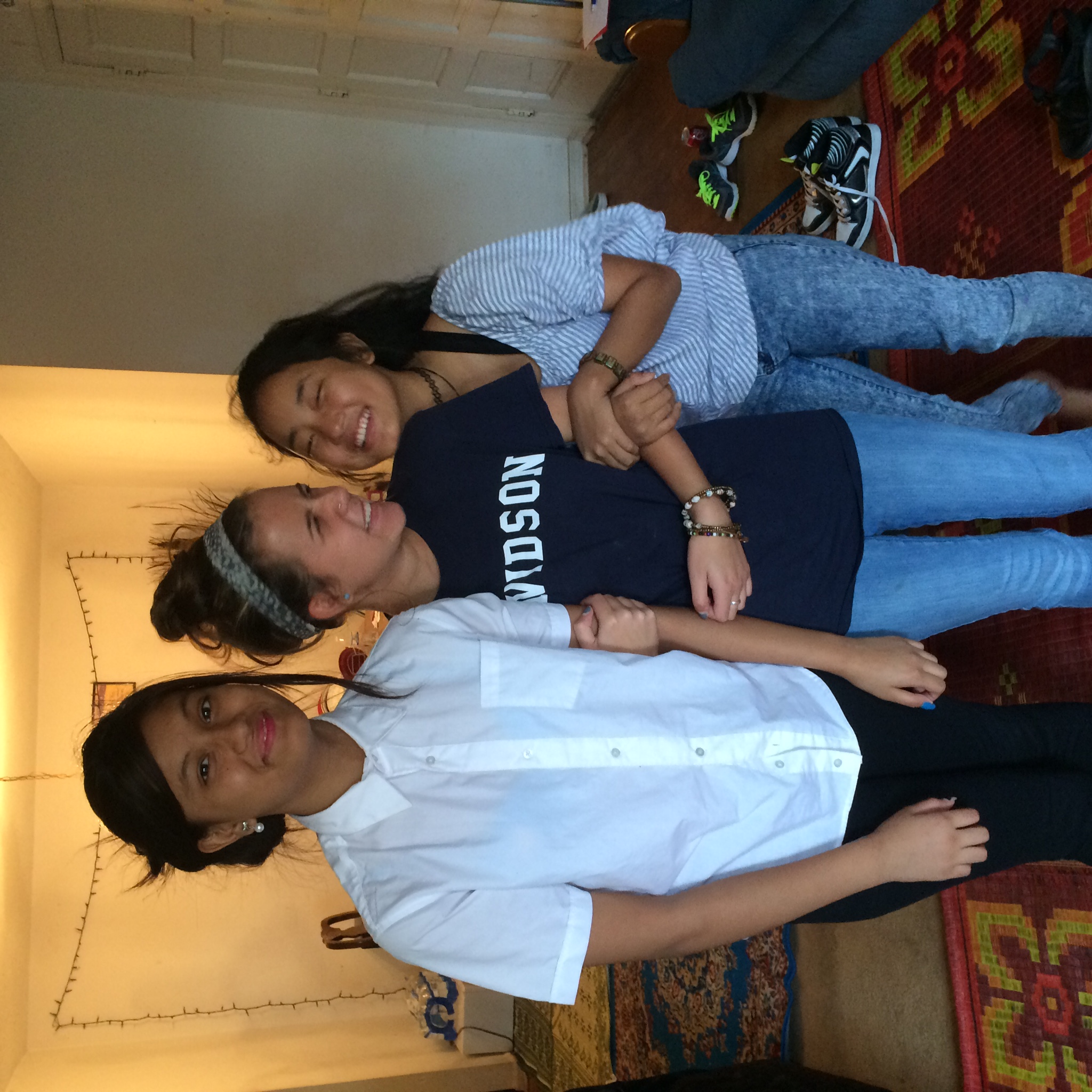 Bianca with two eighth grade girls from Nepal.