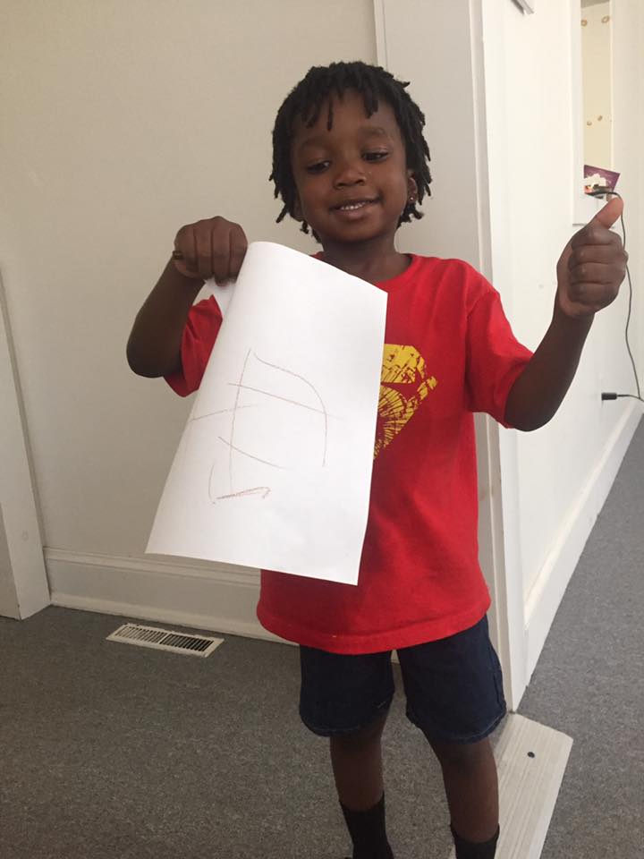 Simeon (age 5) accepted Jesus into his heart. He said, "I drew a picture of God because he's in my heart now."