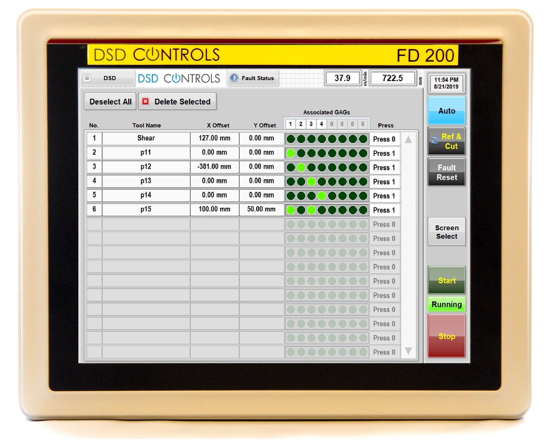 FD200 - Tool Program Screen