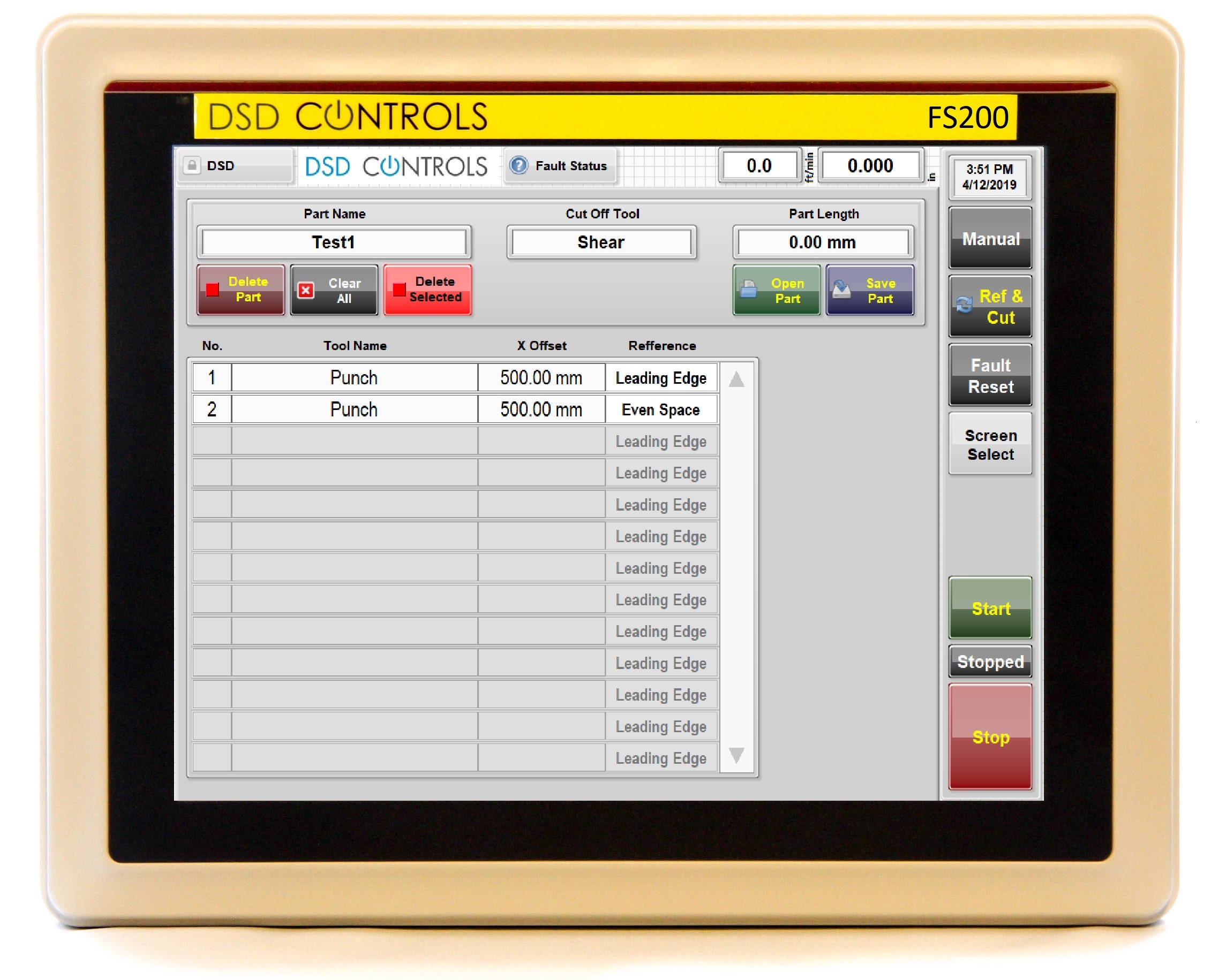 DSD-FS200 Part Programming Screen