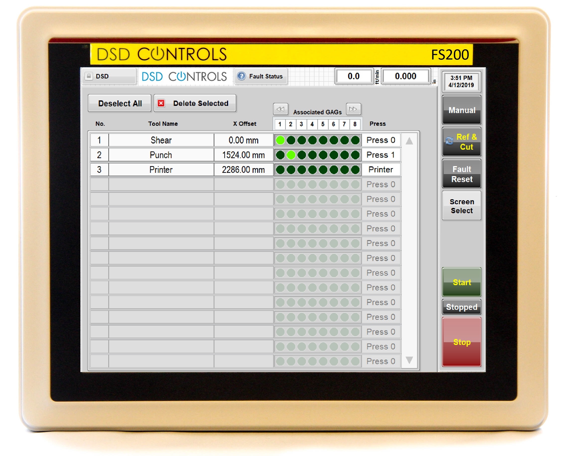 DSD-FS200 Tool Programming Screen 