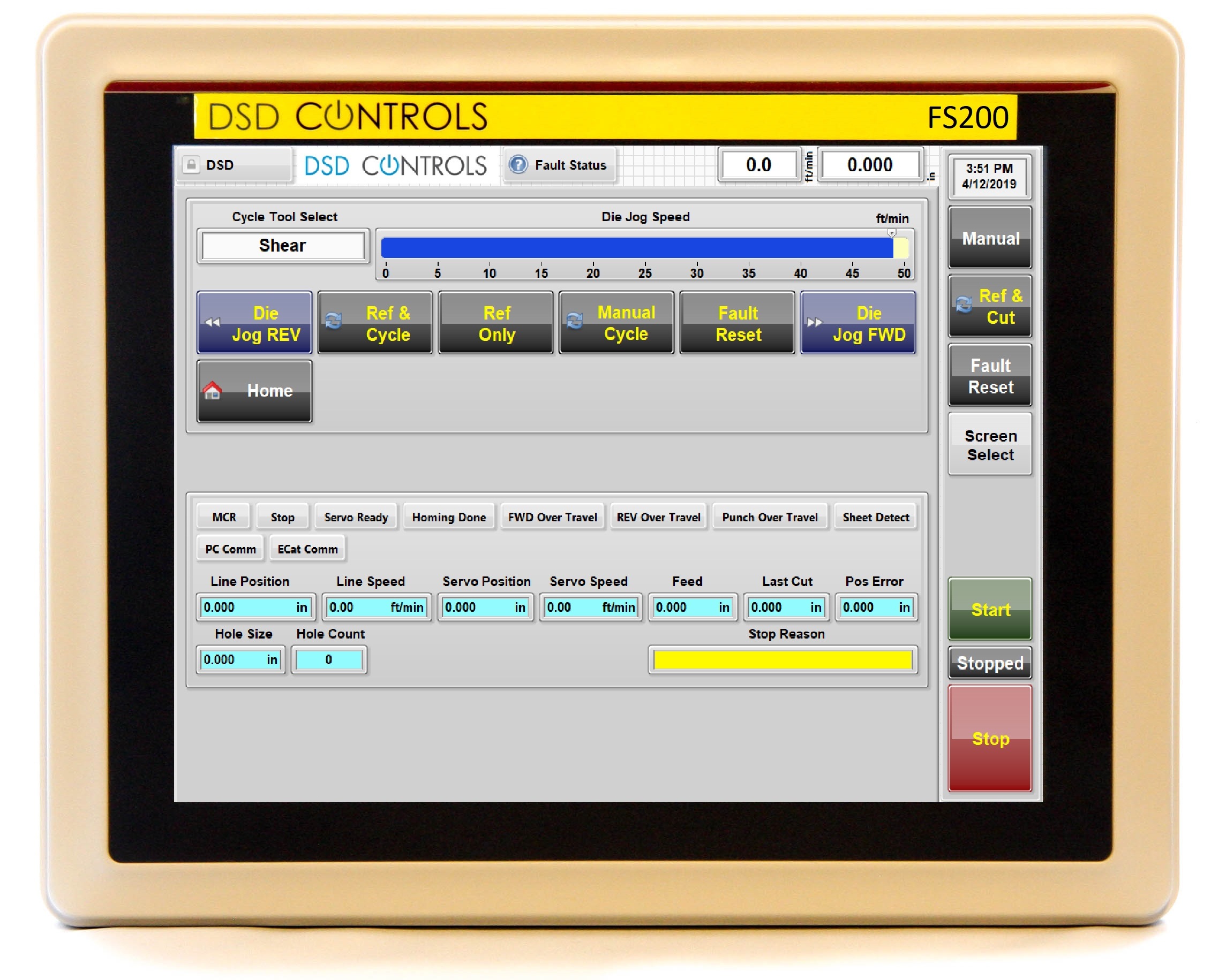 DSD-FS200 Servo &amp; Status Screen