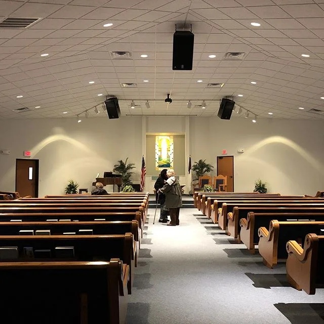 Getting ready for evening service.