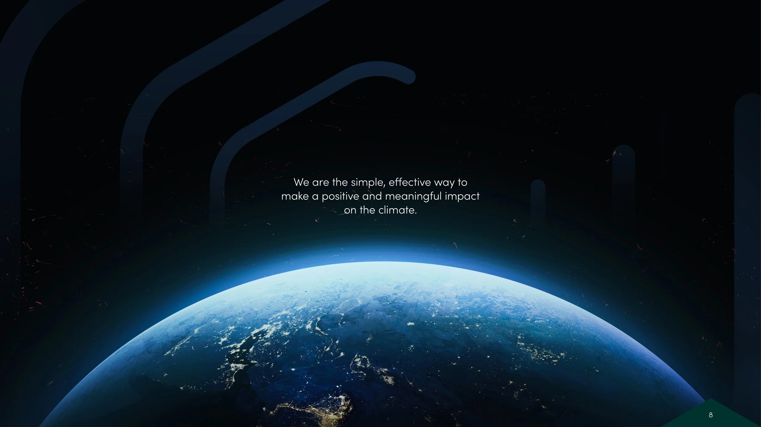 View of Earth from space with a message about making a positive impact on the climate.