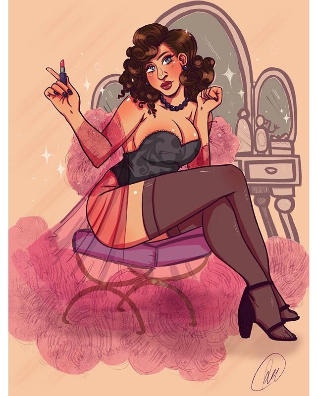 A sexy commission for @kailabackman of herself as a pinup girl. Her true, final form. 🔥🔥 thanks for always getting fun pieces from me! Inspired by pinup and 50/60&rsquo;s illustrations. This is also the first real finished thing I&rsquo;ve done in 