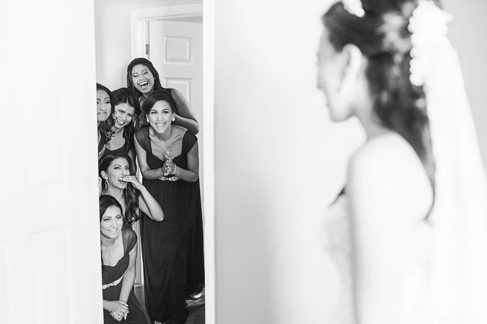 One of the first times I've had where the bridesmaids got a first look set up and after seeing this, I encourage all my brides to do it.