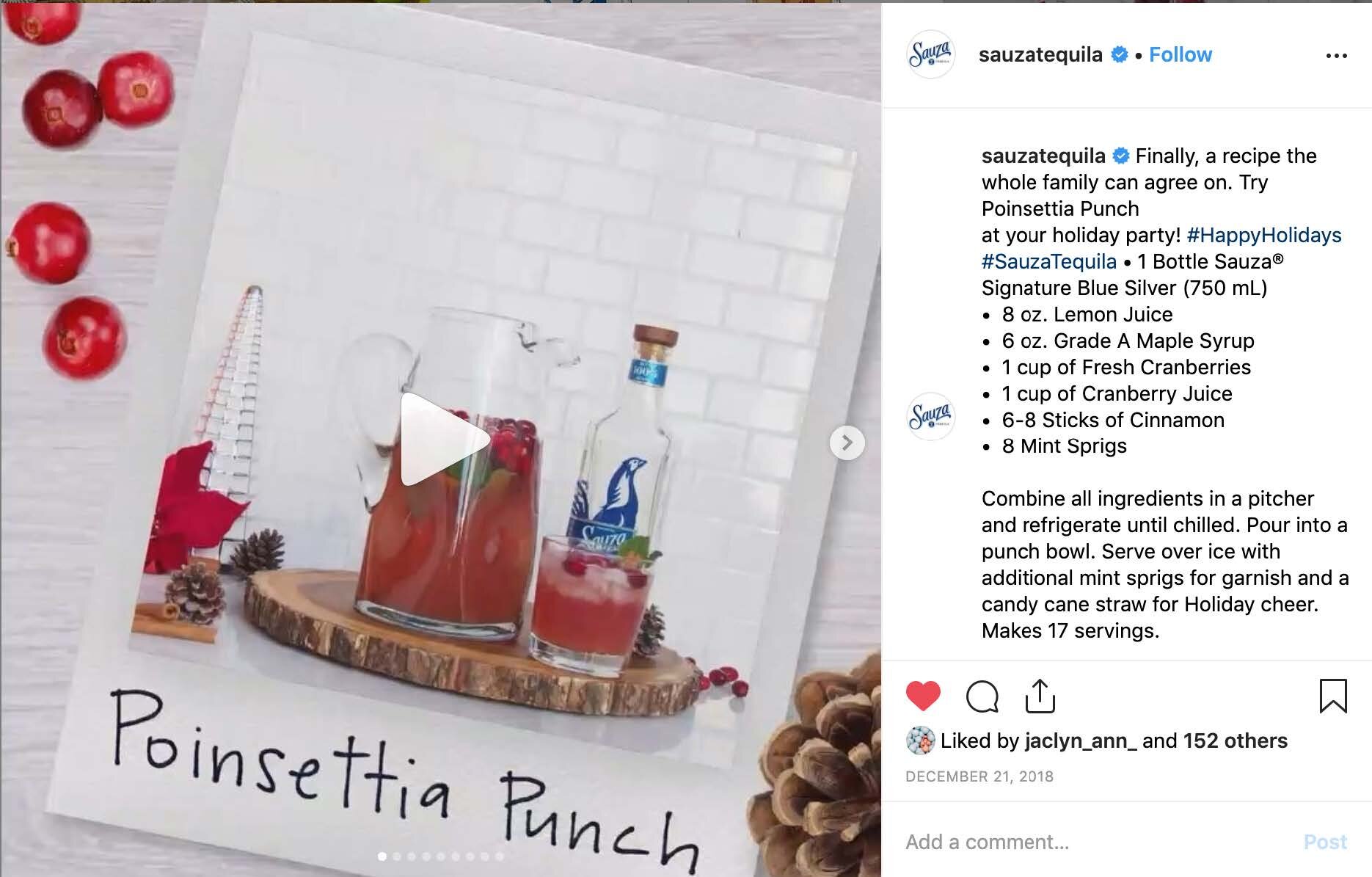 Animation: Video of making the beverage. Details for the recipe’s steps are provided across the multiple slides.