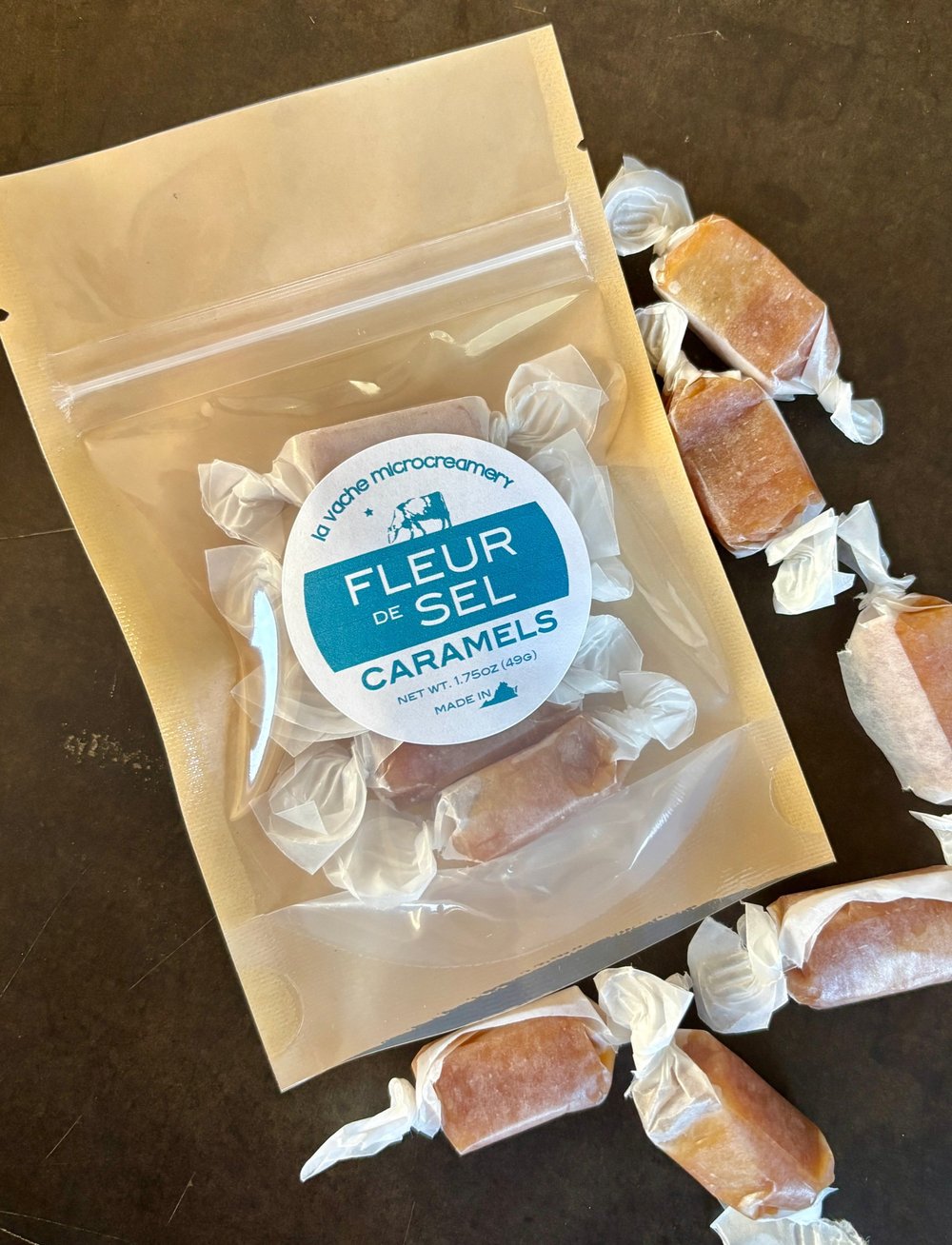 fleur de sel caramels — la vache microcreamery