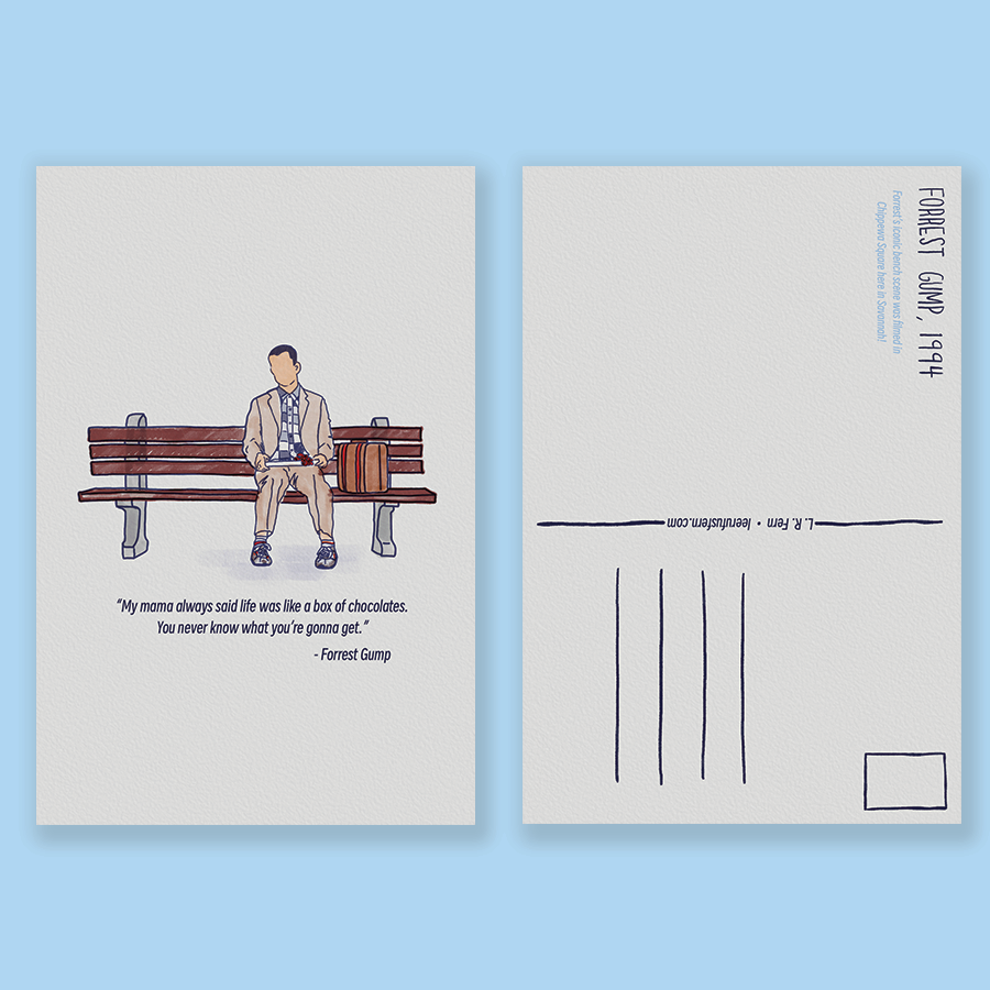 Forrest Gump Bench Postcard