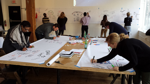 ABOVE: Participants in a Rockstar Scribe Workshop hone their scribing skills.