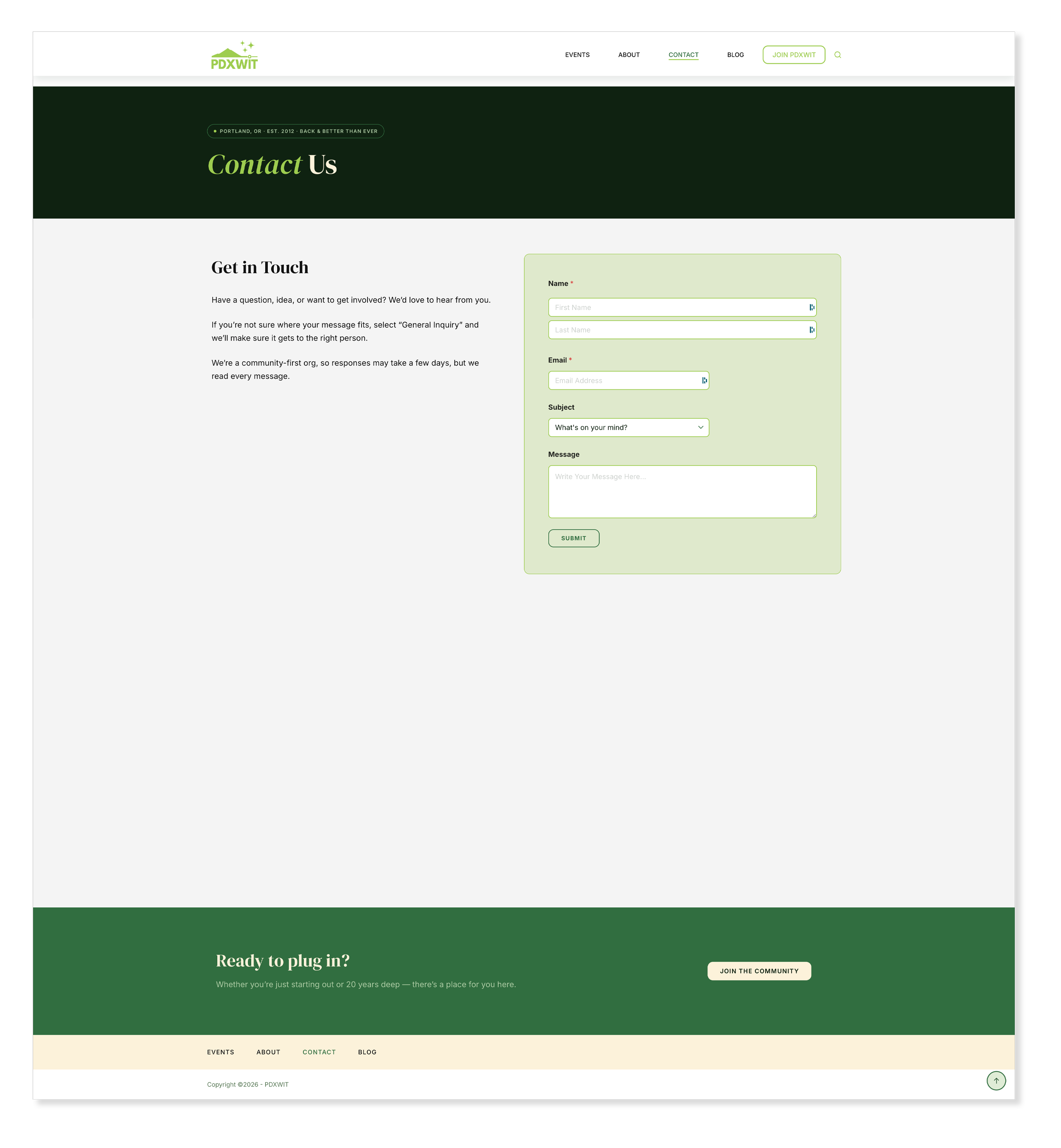 Contact page