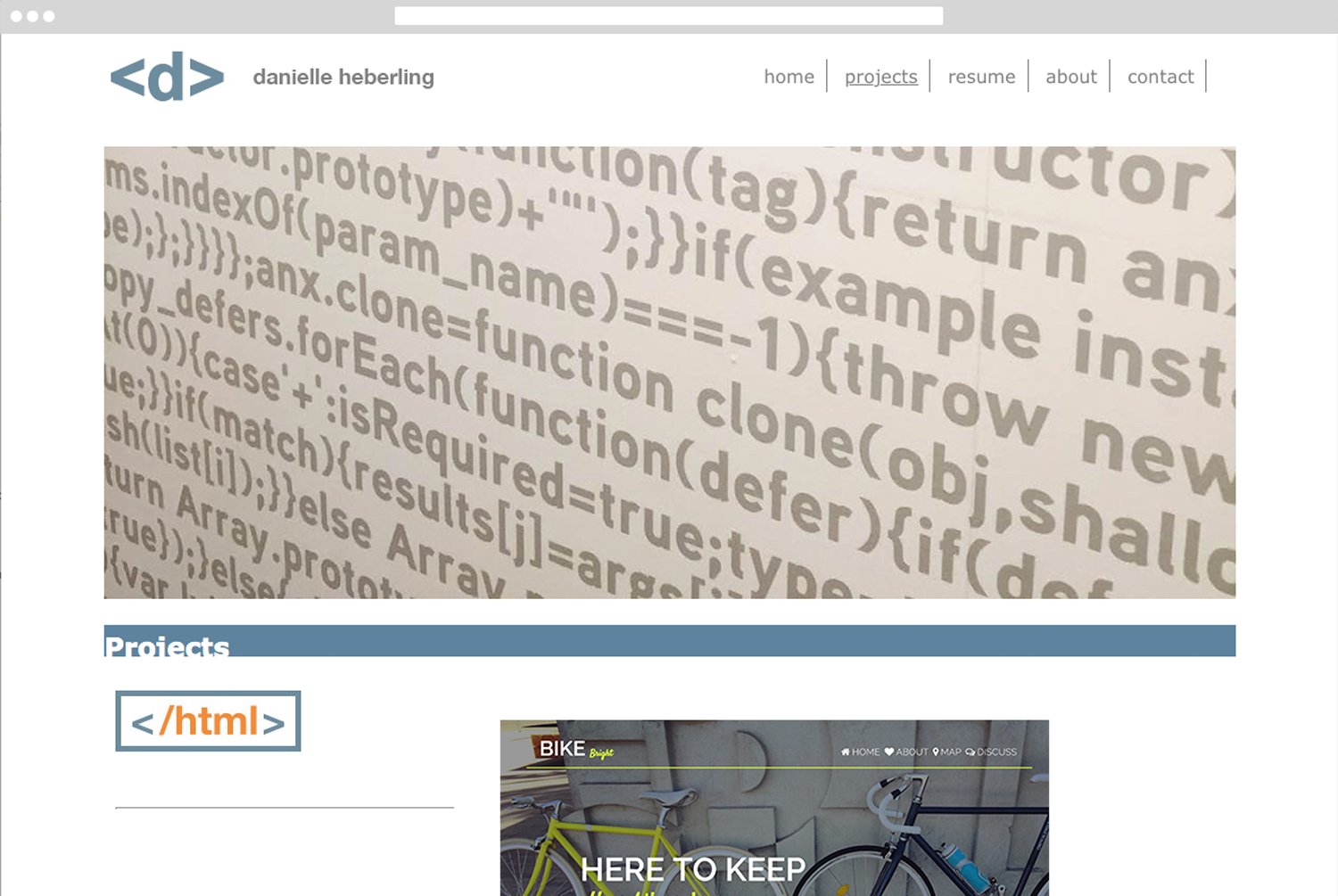 Danielle Heberling HTML projects page