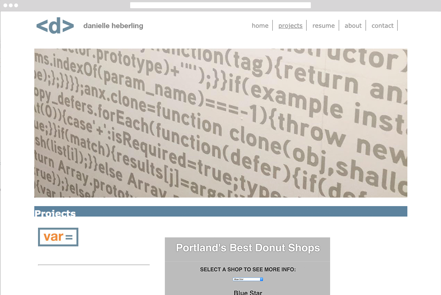 Danielle Heberling JavaScript projects page