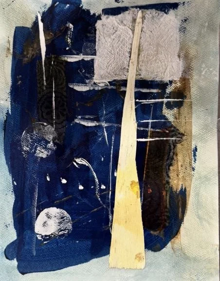 MARBLE AND MELANCHOLY. 11 by 14 mix media and collage.JPG