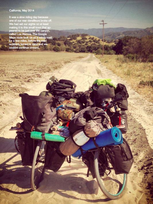 California, May 2014It was a slow riding day because one of our rear derailleurs broke off. We had set our sights on at least making it to this small town that ap- peared to be just over the canyon, called Los Alamos. The Google Maps route took us o…