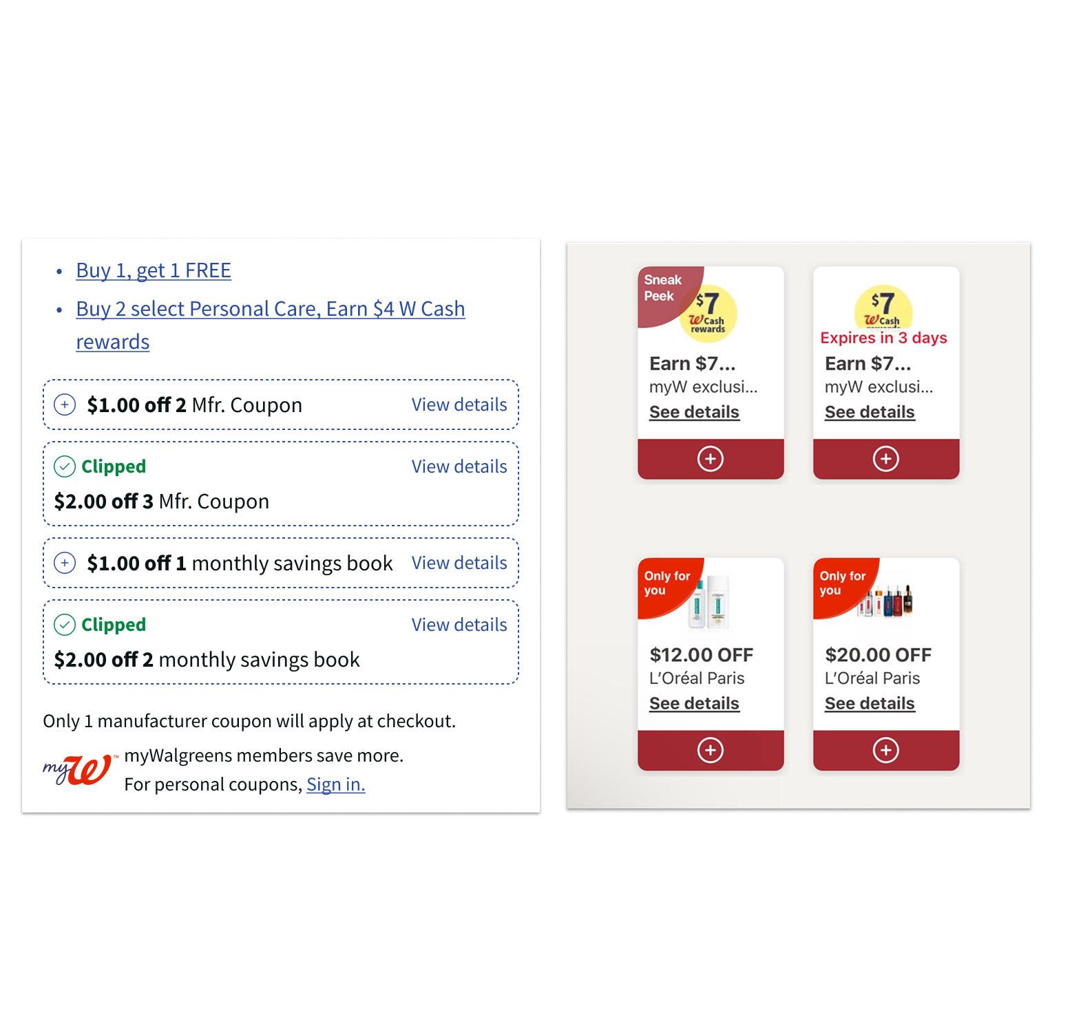   Silos &amp; Inconsistent Coupon Patterns    As the customer searches for coupons across both the Walgreens website and app, it can be difficult for them to distinguish between a coupon and a product card. Five years ago, I had also contributed anot