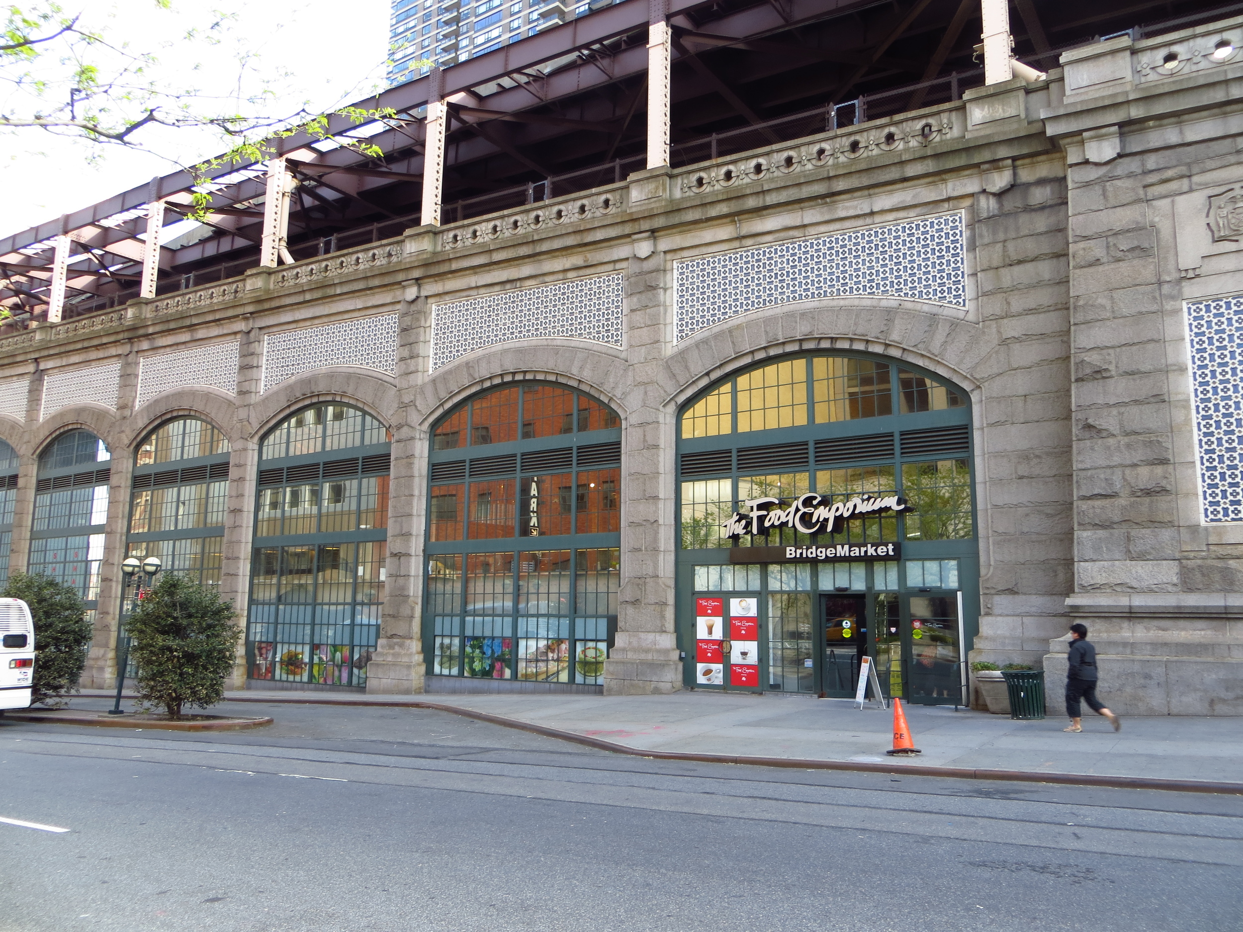 Grocery store beneath the bridge