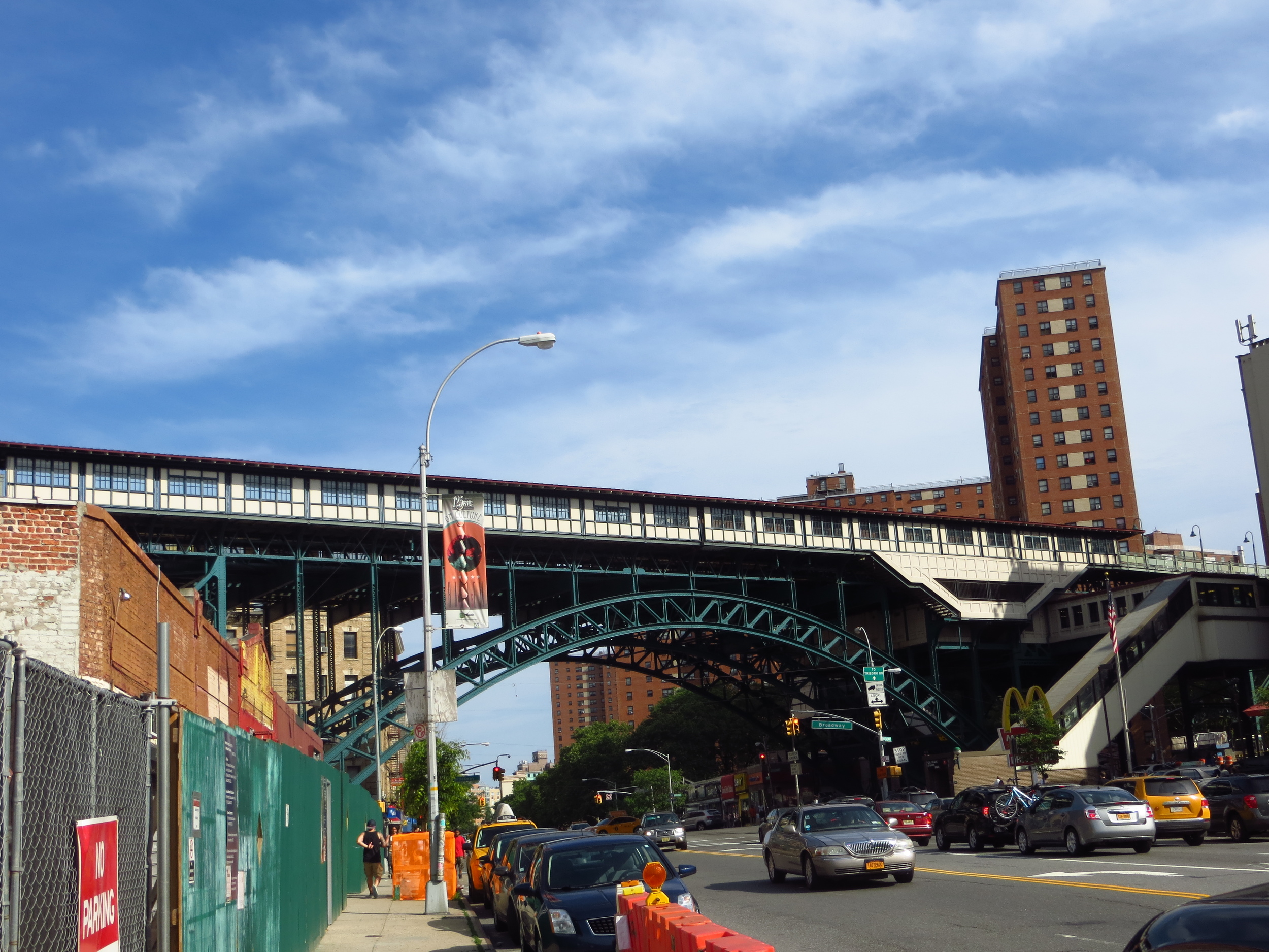 An above-ground subway stop