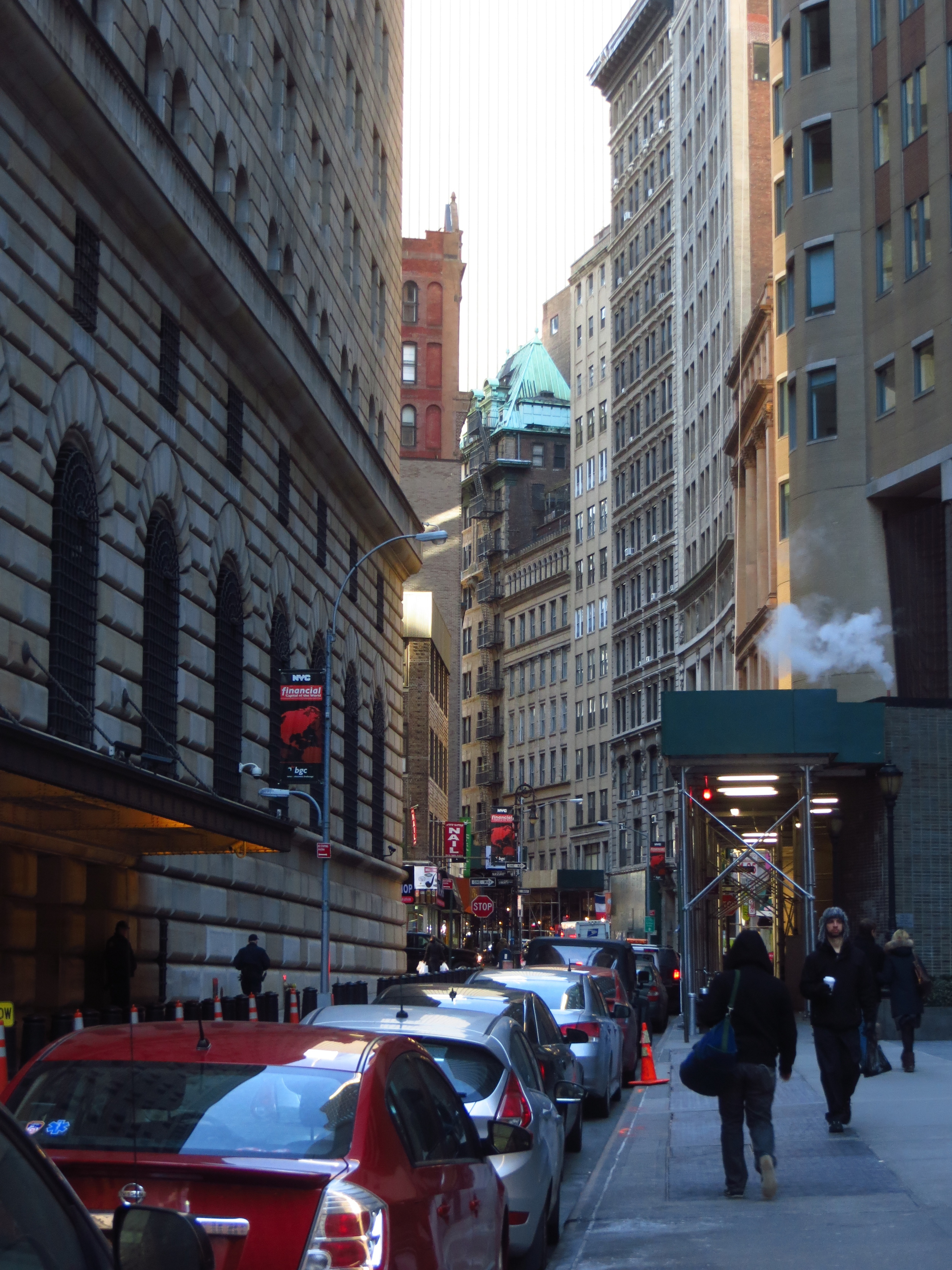 Typical narrow street in lower Manhattan