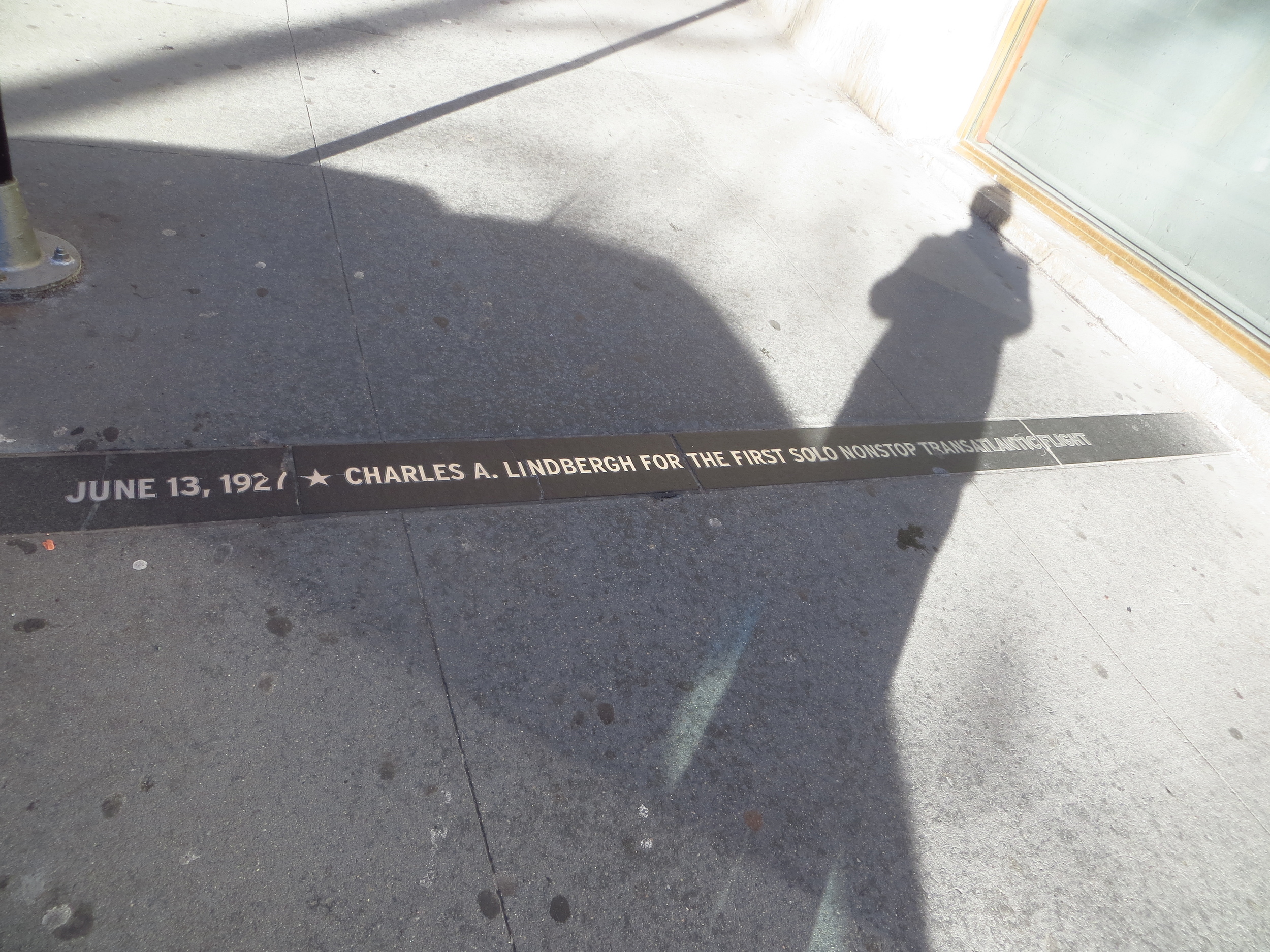 Marker commemorating the Broadway ticker-tape parade held for Charles Lindbergh 