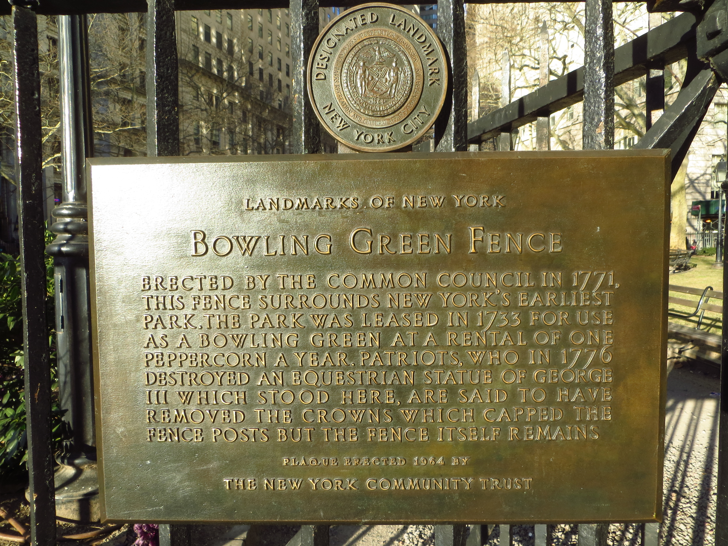 Bowling Green Fence History