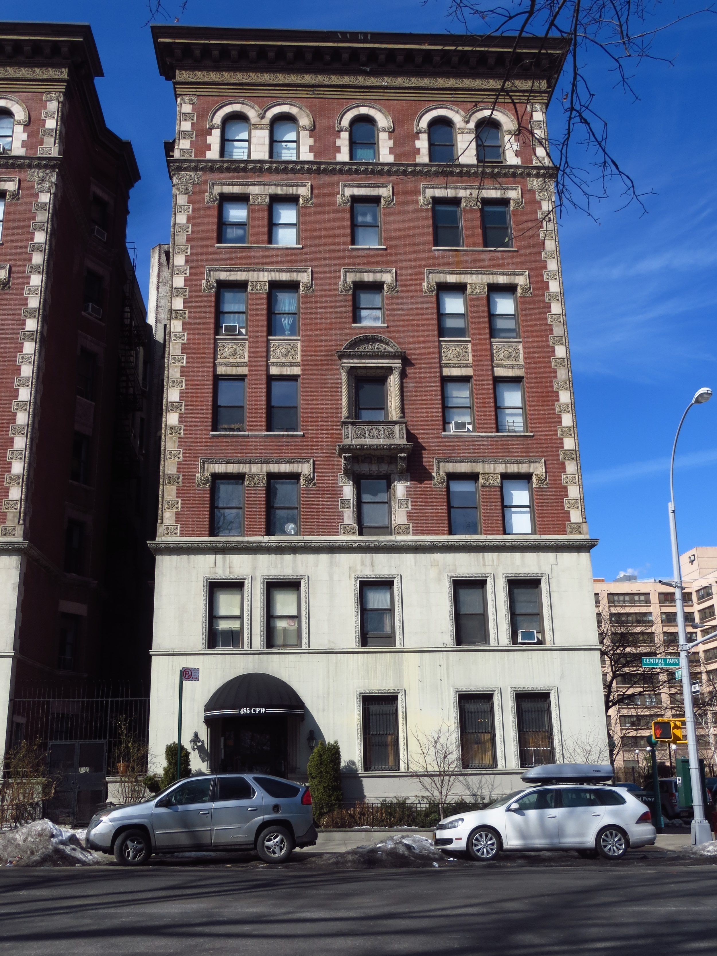 Beginning of Central Park West apartment buildings