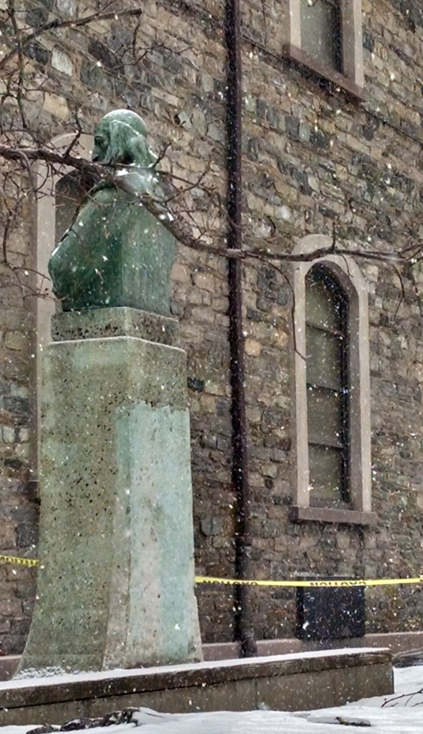 Peter Stuyvesant's tomb marker (the black thing on the lower right)