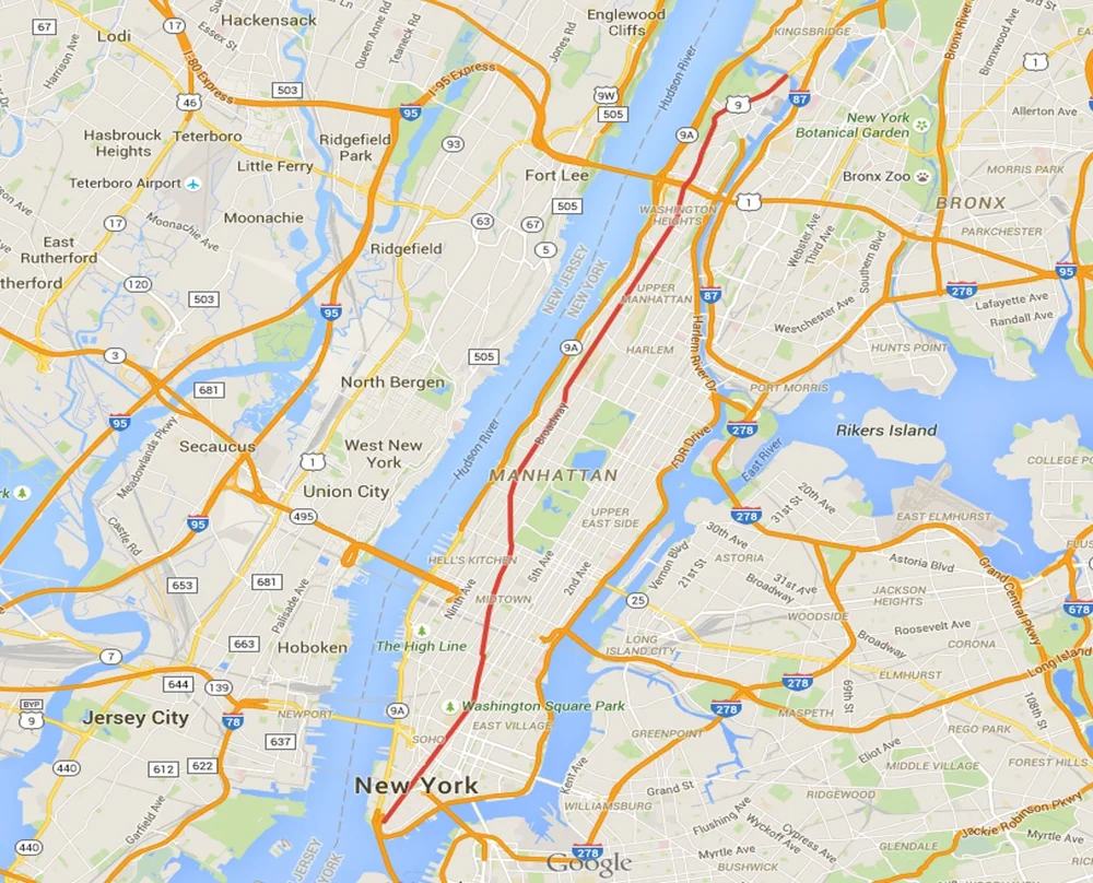 Broadway New York Map Broadway — Walking Manhattan