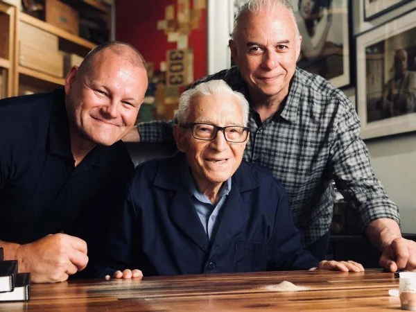 L to R: Creative Director Jeff Griffith, Photographers Tony Vaccaro and Jim Salzano at Tony’s New York studio.
