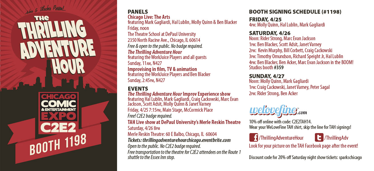 Acker & Blacker present... The Thrilling Adventure Hour C2E2 Postcard!