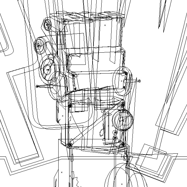 The wireframe view in Illustrator. A few hundred lines, give or take.