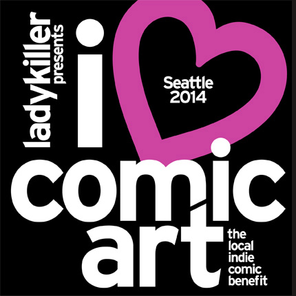 Logo design for Ladykiller Productions , for "i <3 comic art", an indie-comics art show in Seattle running during Emerald City Comic-Con.